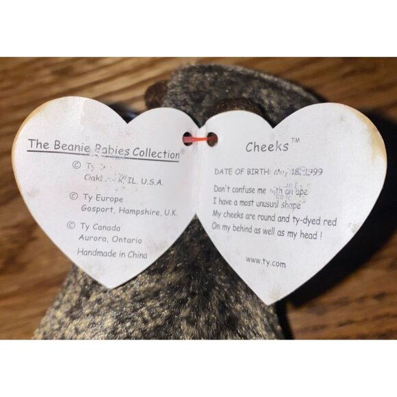 Ty Beanie Baby Cheeks Monkey Plush Toy 1999 Rare Collectible Polyester Fiber Bro - Picture 6 of 9